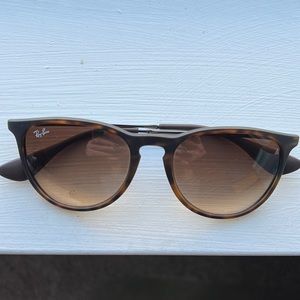 Ray-ban Erika RB 4171 round sunglasses Dark rubber Tortoise/Brown gradient